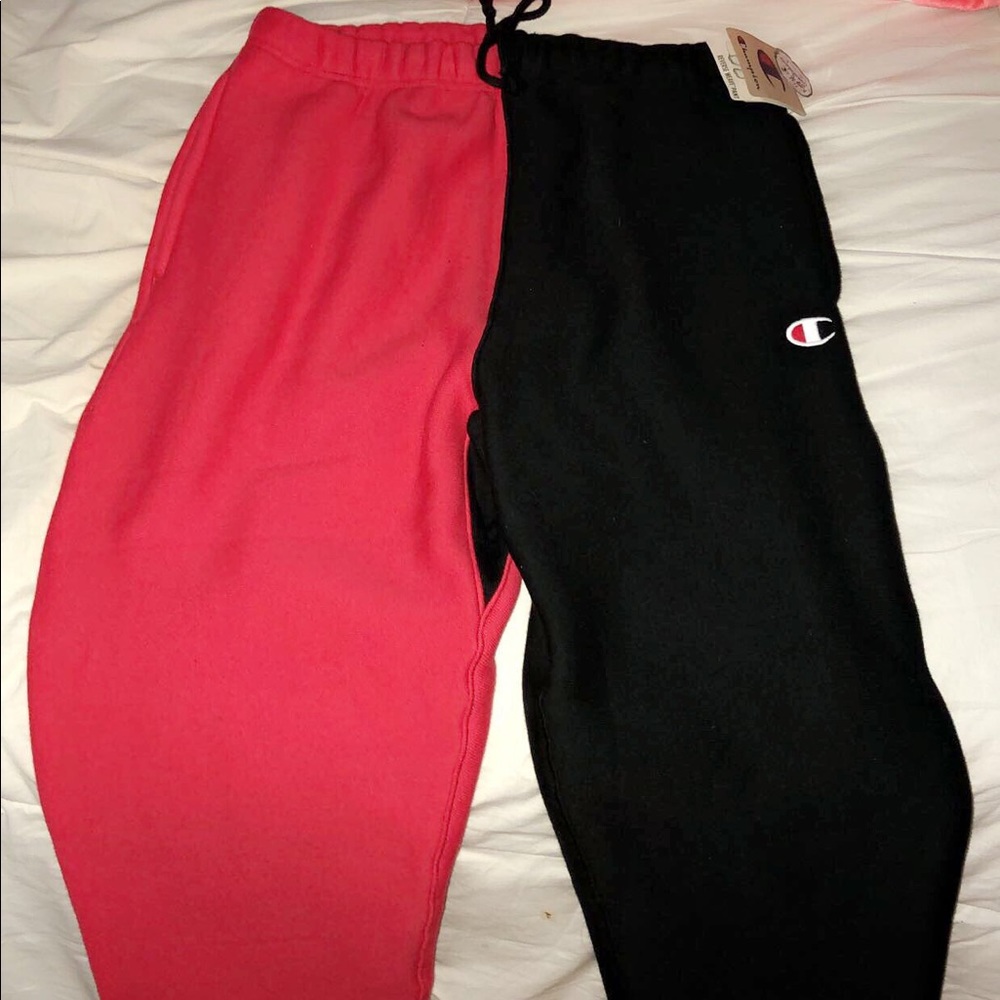 black and red champion sweats
